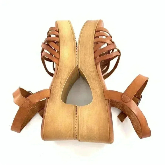 Muse & cloud womens sandals size 36 tan leather chunky retro festival boho - Picture 4 of 12